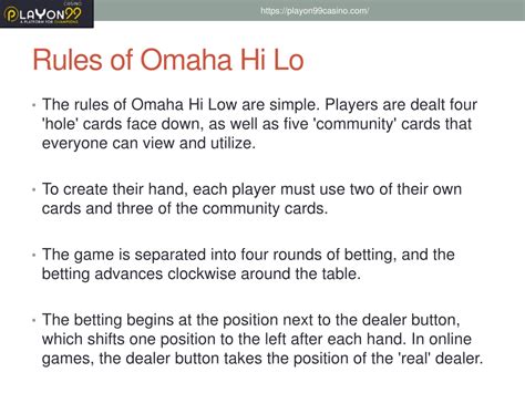 what are the rules of omaha hi lo